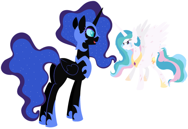 Size: 1024x700 | Tagged: safe, artist:mylittlepon3lov3, derpibooru import, nightmare moon, princess celestia, pony, crying, simple background, transparent background