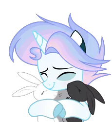 Size: 1784x1936 | Tagged: safe, artist:thesmall-artist, derpibooru import, oc, oc:aqua artist, alicorn, pony, rabbit, animal, base used, hug, male, simple background, solo, stallion, transparent background