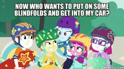 Size: 600x337 | Tagged: safe, derpibooru import, edit, edited screencap, screencap, gallop j. fry, lily longsocks, little red, rainbow dash, super funk, equestria girls, equestria girls series, sic skateboard, spoiler:eqg series (season 2), background human, bad idea, geode of super speed, gravity falls, i need an adult, imminent rape, imminent sex, implied kidnapping, implied pedophilia, magical geodes, this will end in jail time, this will end in snu snu