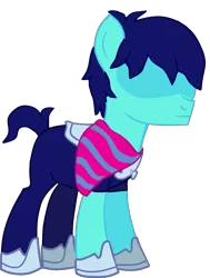 Size: 1665x2200 | Tagged: safe, artist:maxter-advance, derpibooru import, edit, ponified, earth pony, pony, spoiler:deltarune, arm hooves, clothes, crossover, deltarune, kris