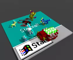 Size: 960x800 | Tagged: safe, artist:derek the metagamer, derpibooru import, gallus, ocellus, sandbar, silverstream, smolder, yona, changedling, changeling, classical hippogriff, dragon, gryphon, hippogriff, yak, 16 colors, 3d, icon, microsoft, starcraft, voxel art, windows, windows 95