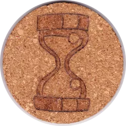 Size: 894x894 | Tagged: artist:malte279, coaster, cork, craft, cutie mark, derpibooru import, doctor whooves, minuette, pyrography, safe, sandglass, time turner, traditional art