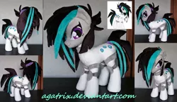 Size: 1280x739 | Tagged: safe, artist:agatrix, derpibooru import, oc, oc:nighttide star, unofficial characters only, cyborg, pony, commission, female, irl, mare, photo, plushie, smiling, solo, standing