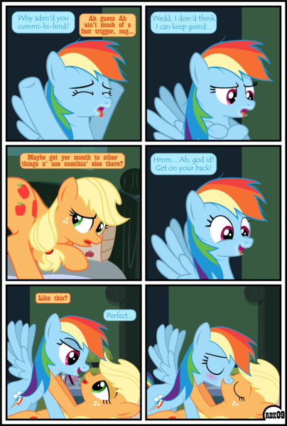 Size: 3255x4838 | Tagged: questionable, artist:gutovi, derpibooru import, applejack, rainbow dash, earth pony, pegasus, pony, comic:why me!?, all fours, alternate ending, appledash, bed, bedroom, blushing, comic, face down ass up, female, implied cunnilingus, implied oral, implied sex, iwajtcird, kissing, lesbian, mare, nudity, on back, pillow, sex, shipping, show accurate, show accurate porn, spread wings, sweet apple acres, tongue out, vaginal secretions, wingboner, wings