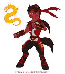 Size: 1861x2105 | Tagged: safe, artist:pyrus-leonidas, derpibooru import, ponified, pony, series:mortal kombat:defenders of equestria, bipedal, clothes, crossover, liu kang, male, mortal kombat, simple background, stallion, transparent background