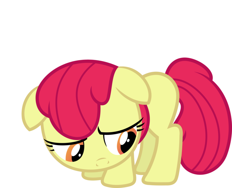 Size: 4500x3650 | Tagged: safe, artist:slb94, derpibooru import, edit, editor:slayerbvc, vector edit, apple bloom, earth pony, pony, call of the cutie, absurd resolution, accessory-less edit, cute, female, filly, floppy ears, head down, missing accessory, sad, sadorable, simple background, solo, transparent background, vector