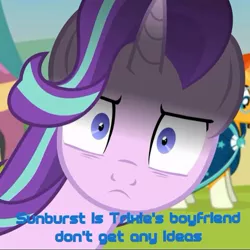 Size: 720x719 | Tagged: safe, artist:agrol, derpibooru import, edit, edited screencap, screencap, starlight glimmer, sunburst, pony, unicorn, caption, cropped, female, frown, glare, glarelight glimmer, glimmerposting, image, image macro, implied trixburst, jpeg, looking at you, male, mare, meme, mouthpiece, op is butthurt, shipper on deck, shipping, solo focus, stallion, starlight shipper, straight, text, time for two, wide eyes