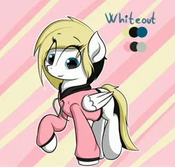 Size: 3136x3000 | Tagged: safe, artist:thedarksideofvipy, artist:vipy, derpibooru import, oc, oc:whiteout, unofficial characters only, pegasus, pony, clothes, hoodie, reference sheet