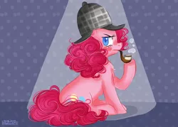 Size: 2898x2070 | Tagged: safe, artist:compassrose0425, derpibooru import, pinkie pie, earth pony, pony, bubble pipe, deerstalker, detective, female, hat, mare, pipe, sherlock holmes, solo