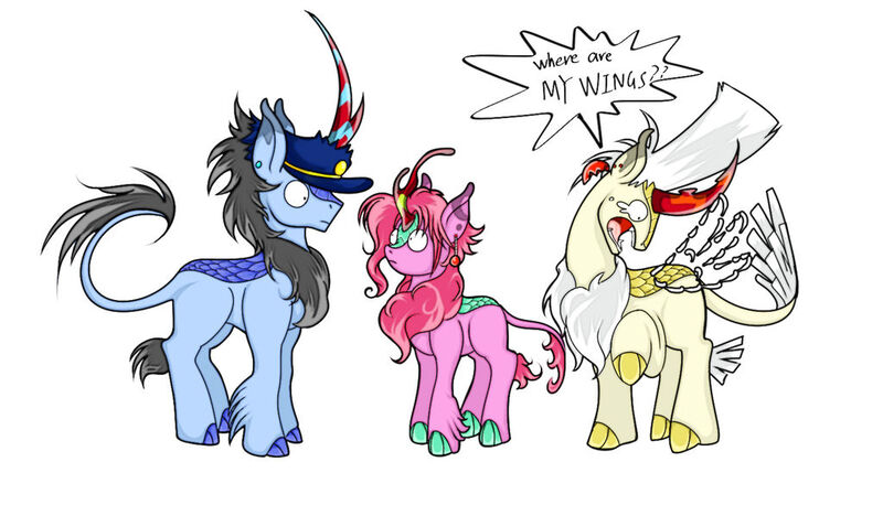 Size: 1024x586 | Tagged: safe, artist:thurder2020, derpibooru import, ponified, kirin, pony, jean pierre polnareff, jojo's bizarre adventure, jotaro kujo, kirinified, noriaki kakyoin, polnareff, species swap