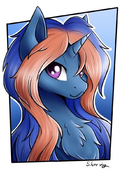 Size: 698x1024 | Tagged: artist needed, source needed, safe, artist:silver ring, derpibooru import, oc, oc:lunarstarpony, unofficial characters only, pony, 2018, bust, portrait, solo