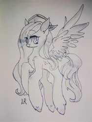 Size: 960x1280 | Tagged: safe, artist:lity, derpibooru import, pegasus, pony, hat, monochrome, solo, traditional art