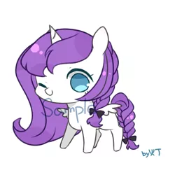 Size: 1400x1400 | Tagged: alicorn, artist:lity, braid, braided tail, chibi, cute, derpibooru import, no pupils, oc, one eye closed, safe, simple background, solo, unofficial characters only, watermark, white background, wink