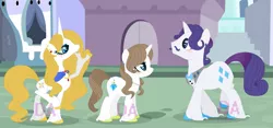 Size: 1261x591 | Tagged: safe, artist:drawhearth, derpibooru import, prince blueblood, rarity, pony, alternate universe, family, female, male, offspring, parent:prince blueblood, parent:rarity, parents:rariblood, rariblood, rule 63, shipping, straight