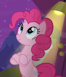 Size: 520x608 | Tagged: safe, derpibooru import, screencap, pinkie pie, earth pony, pony, horse play, bipedal, cropped, crossed hooves, cute, diapinkes, female, mare, smiling, solo