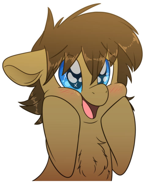 Size: 1500x1900 | Tagged: safe, artist:fluffyxai, derpibooru import, oc, oc:spirit wind, unofficial characters only, earth pony, pony, awww, blushing, chest fluff, cute, fluffy, hooves on cheeks, male, ocbetes, simple background, smiling, solo, sparkly eyes, squee, squishy cheeks, stallion, sticker, transparent background