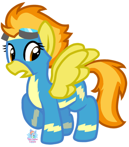 Size: 765x870 | Tagged: safe, artist:rainbow eevee, derpibooru import, spitfire, pegasus, pony, clothes, cute, female, looking at you, mare, open mouth, raised hoof, simple background, solo, spread wings, transparent background, uniform, wings, wonderbolts, wonderbolts uniform