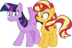 Size: 13690x9235 | Tagged: safe, artist:famousmari5, derpibooru import, sunset shimmer, twilight sparkle, twilight sparkle (alicorn), alicorn, pony, unicorn, equestria girls, equestria girls series, forgotten friendship, absurd resolution, female, mare, simple background, transparent background, vector, wings