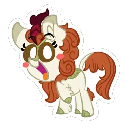 Size: 1500x1500 | Tagged: safe, artist:amethystcutey, derpibooru import, autumn blaze, kirin, sounds of silence, awwtumn blaze, blush sticker, blushing, chest fluff, chibi, cloven hooves, cute, ear fluff, female, fluffy, happy, kirinbetes, leg fluff, looking at you, open mouth, raised hoof, simple background, smiling, solo, tongue out, transparent background, white pupils
