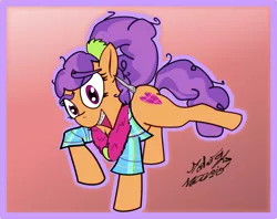 Size: 2587x2045 | Tagged: safe, artist:ndogmario, derpibooru import, plaid stripes, pony, the saddle row review, braces, cute, eye clipping through hair, looking at you, pink background, plaidabetes, simple background, solo