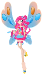 Size: 900x1478 | Tagged: safe, artist:bianca2012, derpibooru import, pinkie pie, fairy, human, equestria girls, boots, clothes, crossover, dress, fairy wings, gloves, hasbro, hasbro studios, high heel boots, high heels, humanized, lovix, rainbow s.r.l, shoes, winged humanization, wings, winter boots, winter outfit, winx club, winxified