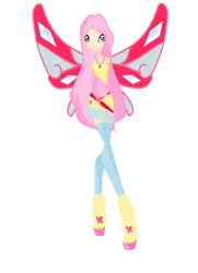 Size: 900x1240 | Tagged: safe, artist:bianca2012, derpibooru import, fluttershy, fairy, human, equestria girls, boots, clothes, crossover, dress, fairy wings, hasbro, hasbro studios, high heel boots, high heels, humanized, lovix, rainbow s.r.l, shoes, winged humanization, wings, winter boots, winter outfit, winx club, winxified