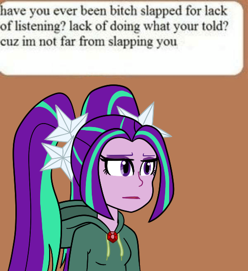 Size: 500x546 | Tagged: safe, artist:scraggleman, derpibooru import, aria blaze, equestria girls, rainbow rocks, clothes, hoodie, reaction image, simple background, solo, tails gets trolled, vulgar