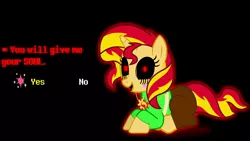 Size: 1920x1080 | Tagged: black sclera, chara, charaset, crossover, derpibooru import, grimdark, red eyes, sunset shimmer, undertale