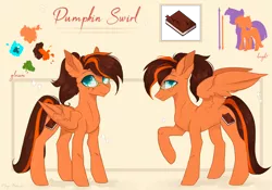 Size: 2768x1940 | Tagged: safe, artist:magicbalance, derpibooru import, oc, oc:pumpkin swirl, unofficial characters only, pegasus, pony, blue eyes, female, glasses, mare, reference sheet, solo, wings