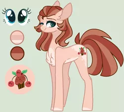 Size: 1062x960 | Tagged: safe, artist:nocturnal-moonlight, derpibooru import, oc, oc:vanilla cake, earth pony, pony, female, mare, offspring, one eye closed, parent:cheese sandwich, parent:pinkie pie, parents:cheesepie, reference sheet, simple background, solo, wink