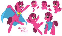 Size: 1024x594 | Tagged: safe, artist:crazynutbob, derpibooru import, oc, oc:berry blast, pony, unicorn, baby, bowtie, cape, clothes, colt, diaper, excited, foal, growing up, jumping, male, offspring, parent:cheese sandwich, parent:pinkie pie, parents:cheesepie, stallion, teenager