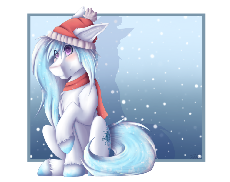 Size: 2113x1670 | Tagged: safe, artist:fluxittu, derpibooru import, oc, earth pony, pony, clothes, male, scarf, snow cap, solo, stallion, winter cap