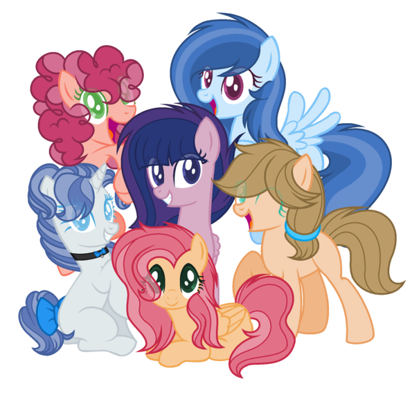 Size: 1816x1832 | Tagged: safe, artist:browniepawyt, artist:malachitebases, derpibooru import, oc, unnamed oc, unofficial characters only, earth pony, pegasus, pony, unicorn, base used, blank flank, bow, choker, colored pupils, eye clipping through hair, female, floating, group shot, looking at you, mare, next generation, offspring, one eye closed, open mouth, parent:applejack, parent:big macintosh, parent:caramel, parent:cheese sandwich, parent:fancypants, parent:flash sentry, parent:fluttershy, parent:pinkie pie, parent:rainbow dash, parent:rarity, parent:soarin', parent:twilight sparkle, parents:carajack, parents:cheesepie, parents:flashlight, parents:fluttermac, parents:raripants, parents:soarindash, prone, raised hoof, simple background, sitting, smiling, tail bow, transparent background, wink