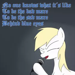 Size: 960x960 | Tagged: 4chan, aryan, aryan pony, blackletter, blonde, closed, derpibooru import, drawthread, eye, eyes, gradient background, karaoke, microphone, music, nazi, nazipone, oc, oc:aryanne, safe, singing, text