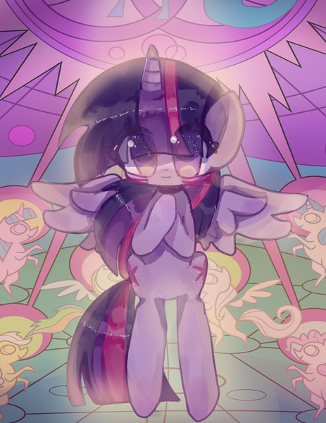 Size: 2160x2800 | Tagged: safe, artist:blackwhite, derpibooru import, twilight sparkle, twilight sparkle (alicorn), alicorn, pony, both cutie marks, cute, eye clipping through hair, no pupils, solo, spread wings, twiabetes, wings