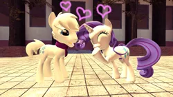 Size: 1366x768 | Tagged: safe, artist:clawort-animations, derpibooru import, double diamond, rarity, pony, 3d, diamond duo, female, male, shipping, straight