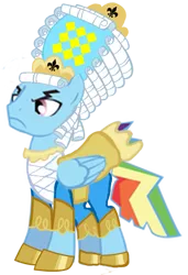 Size: 407x594 | Tagged: safe, artist:kayman13, artist:trotsworth, derpibooru import, rainbow dash, pony, clothes, dress, rainbow blitz, rainbow blitz always dresses in style, rule 63, simple background, solo, transparent background, unamused, vector, wig
