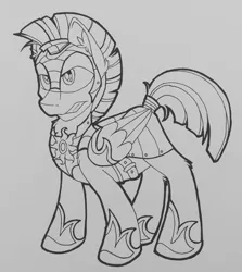 Size: 535x600 | Tagged: safe, artist:mychelle, derpibooru import, oc, pegasus, pony, male, monochrome, royal guard, solo, stallion, traditional art