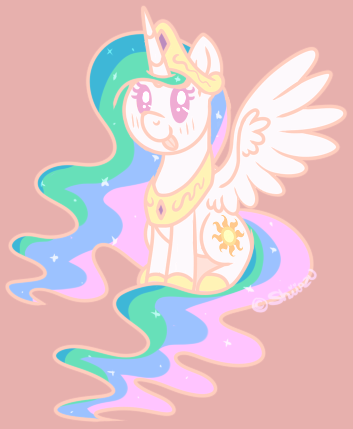 Size: 353x429 | Tagged: safe, artist:shiiazu, derpibooru import, princess celestia, alicorn, pony, :p, blushing, chibi, crown, cute, cutelestia, female, hoof shoes, jewelry, mare, peytral, regalia, silly, sitting, solo, tongue out