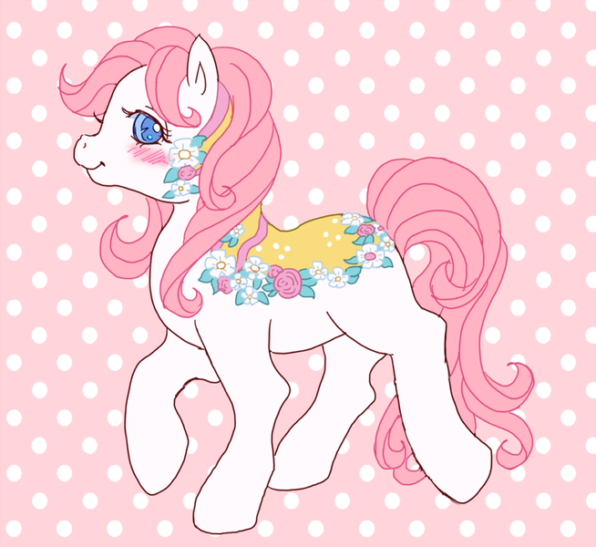 Size: 818x750 | Tagged: artist:tsukuda, derpibooru import, flower bouquet, g1, merry go round pony, safe