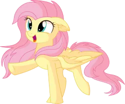 Size: 7413x6193 | Tagged: safe, artist:aureai-sketches, artist:cyanlightning, derpibooru import, fluttershy, pegasus, pony, .svg available, absurd resolution, cute, ear fluff, female, happy, mare, open mouth, shyabetes, simple background, solo, spread wings, standing, transparent background, vector, wings