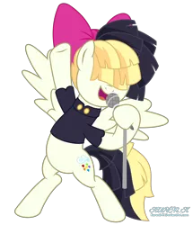 Size: 9000x10467 | Tagged: safe, artist:kuren247, derpibooru import, songbird serenade, pegasus, pony, my little pony: the movie, absurd resolution, bipedal, bohemian rhapsody, clothes, female, freddie mercury, mare, microphone, pose, show accurate, sia (singer), simple background, solo, transparent background, tribute, vector, watermark