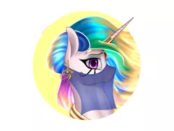 Size: 4000x3000 | Tagged: safe, artist:mercurial64, derpibooru import, princess celestia, alicorn, pony, bust, clothes, ear piercing, earring, egyptian, ethereal mane, female, jewelry, looking at you, mare, piercing, portrait, ra celestia, see-through, solo, veil