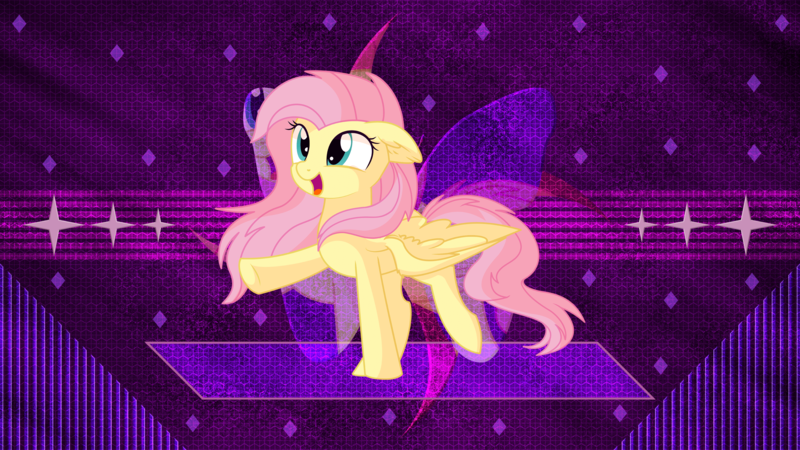 Size: 3840x2160 | Tagged: safe, artist:cyanlightning, artist:laszlvfx, derpibooru import, edit, fluttershy, pegasus, pony, cute, female, mare, open mouth, raised hoof, shyabetes, solo, wallpaper, wallpaper edit