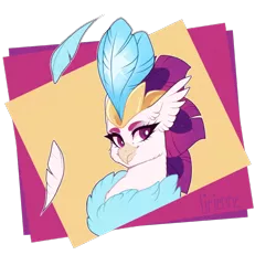 Size: 666x720 | Tagged: artist:lirienne, bust, classical hippogriff, cute, derpibooru import, feather, female, hippogriff, my little pony: the movie, no more ponies at source, novobetes, portrait, queen novo, safe, simple background, solo, transparent background