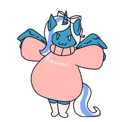Size: 800x800 | Tagged: adorabelle, alicorn, alicorn oc, artist:ooziy, bow, chibi, clothes, cute, derpibooru import, female, hair bow, horn, long sweater, mare, oc, oc:fleurbelle, pink ribbon, pink socks, pink sweater, ribbon, safe, socks, sweater, unofficial characters only, wings