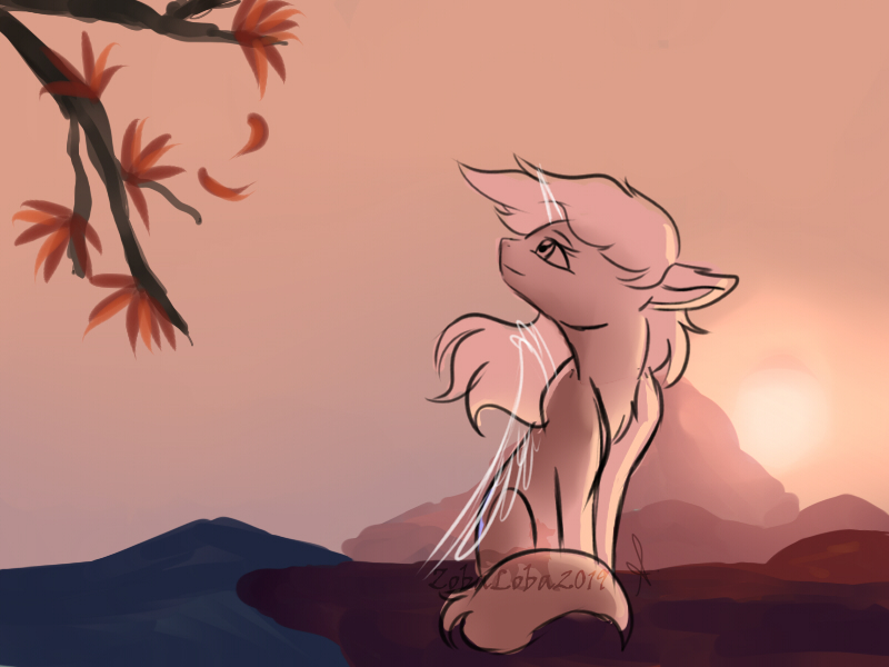 Size: 800x600 | Tagged: safe, artist:zobaloba, derpibooru import, oc, pony, advertisement, auction, background pony, beautiful, calm, commission, nature, peaceful, relaxing, sketch, solo, sunset, your character here