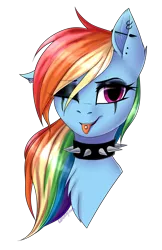 Size: 1884x2908 | Tagged: safe, artist:deltahedgehog, derpibooru import, rainbow dash, pony, ear piercing, piercing, simple background, solo, transparent background