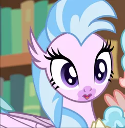 Size: 913x937 | Tagged: cropped, cute, derpibooru import, diastreamies, female, hippogriff, open mouth, safe, screencap, silverstream, solo focus, stare, what lies beneath