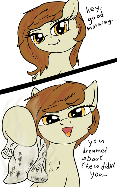 Size: 3000x4800 | Tagged: suggestive, artist:littlenaughtypony, derpibooru import, oc, oc:plumb honey, pony, 2 panel comic, clothes, comic, dirty socks, fetish, looking at you, open mouth, smelly, smelly socks, sock fetish, socks, sweaty socks